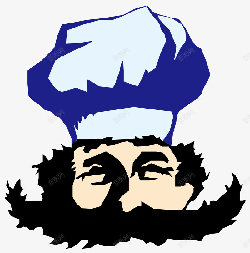 卡通厨师png免抠素材_新图网 https://ixintu.com 卡通 厨师 头像 戴帽子的人 男人 胡子