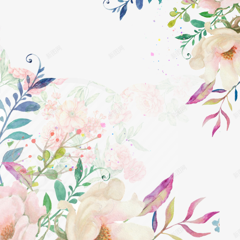 彩色水墨植物花朵元素psd免抠素材_新图网 https://ixintu.com 彩色 水墨 环境 纹理 自然 装饰 质感