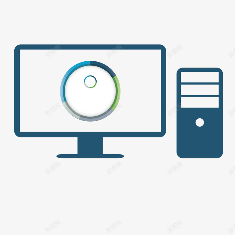 灰色电脑主机png免抠素材_新图网 https://ixintu.com 主机 商务 圆环 圆角 彩色 摆放 灰色 电脑 科技
