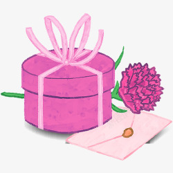 心形装饰图粉色手绘装饰礼物盒高清图片