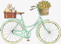 春暖花开绿色自行车素材