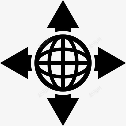 网格有四个指向不同方向的箭头图标png_新图网 https://ixintu.com 四 接口 方向 符号世界 箭头符号 道路图标