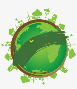 绿色扁平生态地球日H5背景素材