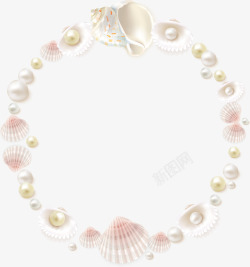 珍珠和贝壳珍珠贝壳花环高清图片