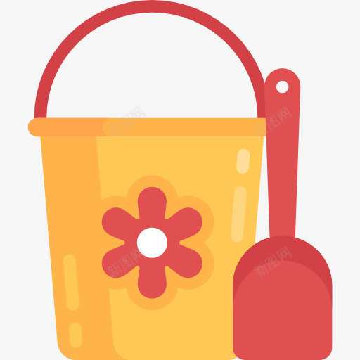 砂斗图标png_新图网 https://ixintu.com 休闲 夏天 工具和用具 杂 水桶 海滩 砂桶 童年 铁锹