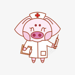 粉色针管卡通粉色小猪护士高清图片