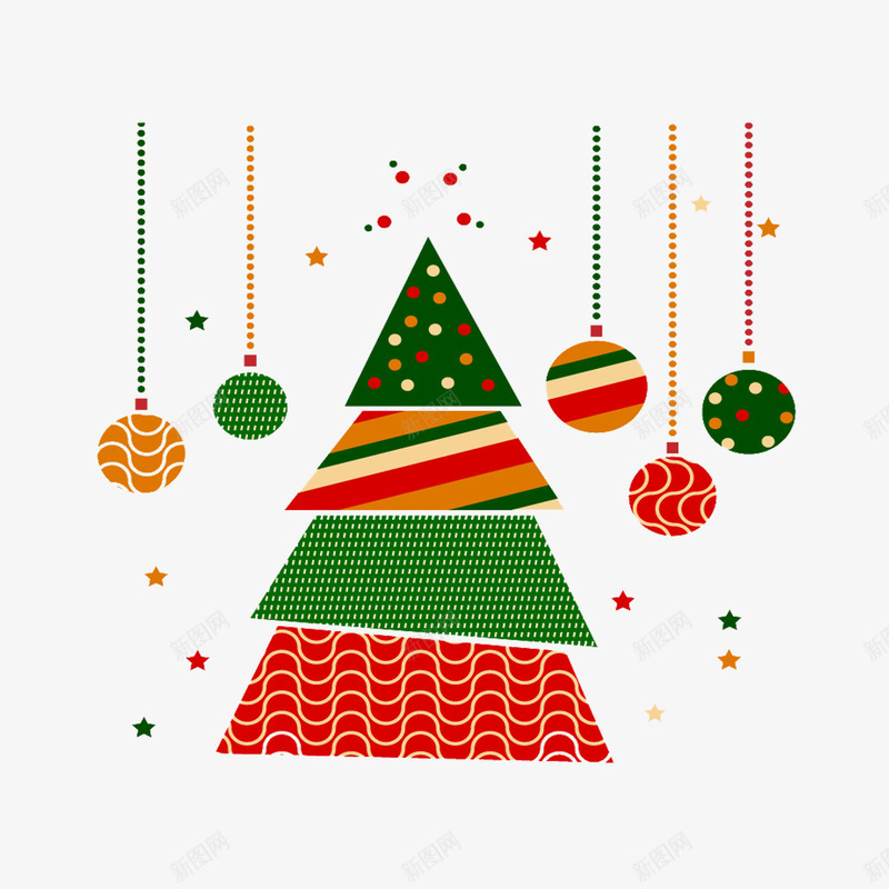 创意三角圣诞树png免抠素材_新图网 https://ixintu.com 圣诞吊球 圣诞树 圣诞节
