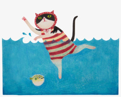 游泳的小猫素材