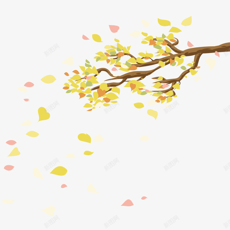 泛黄的树叶矢量图ai免抠素材_新图网 https://ixintu.com 叶子 大树 拟物化 插画 树叶 植物 矢量图