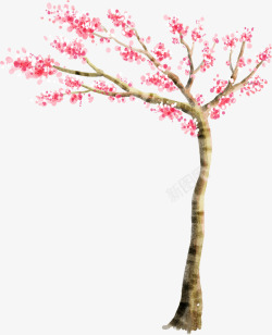 粉色大树插画美景素材