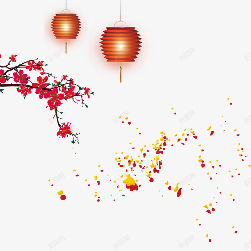 中国风png免抠素材_新图网 https://ixintu.com 2018年 2018年狗年 喜庆 团聚 春节 梅花 灯笼 狗年 狗年大吉 祝福 萤光 萤火虫 装饰 鲜花