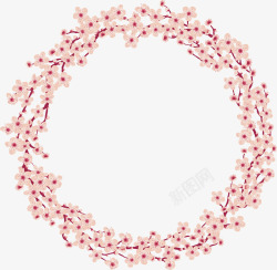 粉红梅花装饰花环矢量图素材
