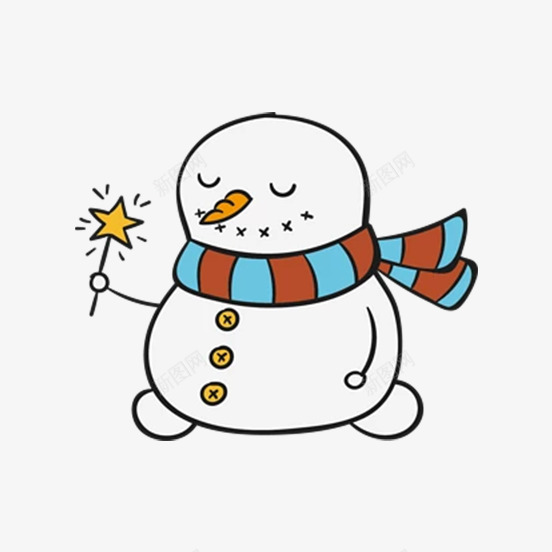 拿着五角星棒的雪人png免抠素材_新图网 https://ixintu.com 五角星 创意 卡通 商务 围巾 彩色 手绘 雪人