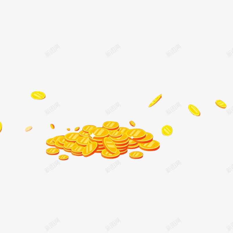 淘金币堆png免抠素材_新图网 https://ixintu.com 卡通 漂浮 金币 金黄 黄色