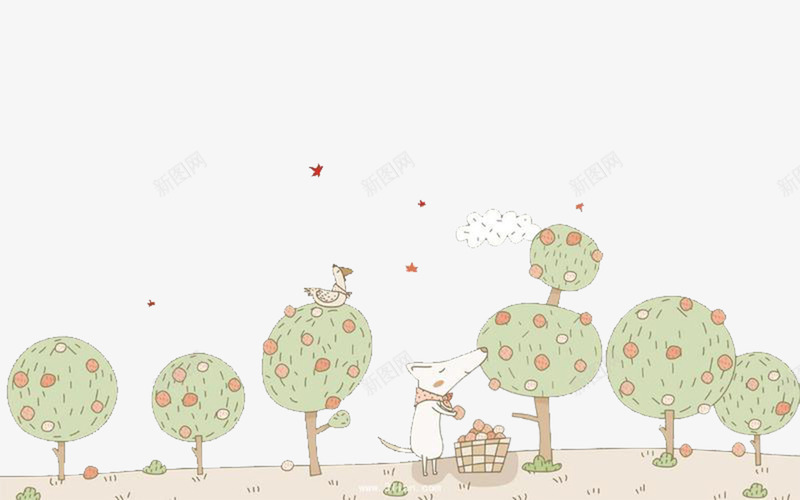 水果林里的老鼠png免抠素材_新图网 https://ixintu.com 免抠 卡通 可爱 树 苹果 鼠