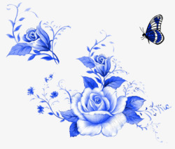 中国风国花蓝色牡丹高清图片