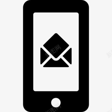 打开电子邮件信封标志在手机屏幕上图标图标