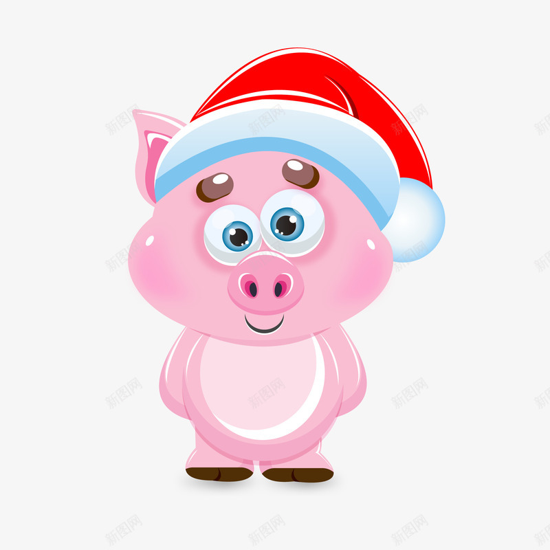 戴着圣诞帽的小猪矢量图ai免抠素材_新图网 https://ixintu.com 动物设计 圣诞帽 圣诞节 大眼睛 小猪 猪年 矢量图