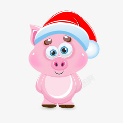 戴着圣诞帽戴着圣诞帽的小猪矢量图高清图片