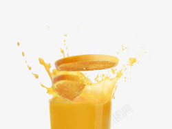 香橙片与飞溅的橙汁素材