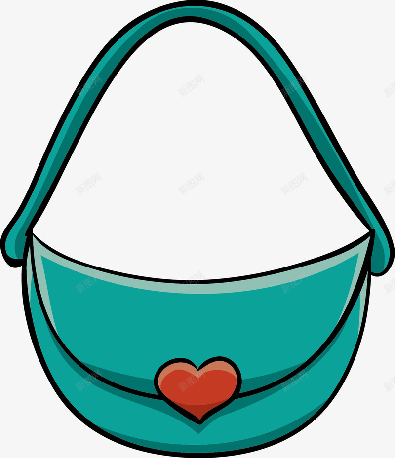 绿色手提包png免抠素材_新图网 https://ixintu.com 包包 卡通手绘 女士手提包 手提包 水彩 爱心 绿色