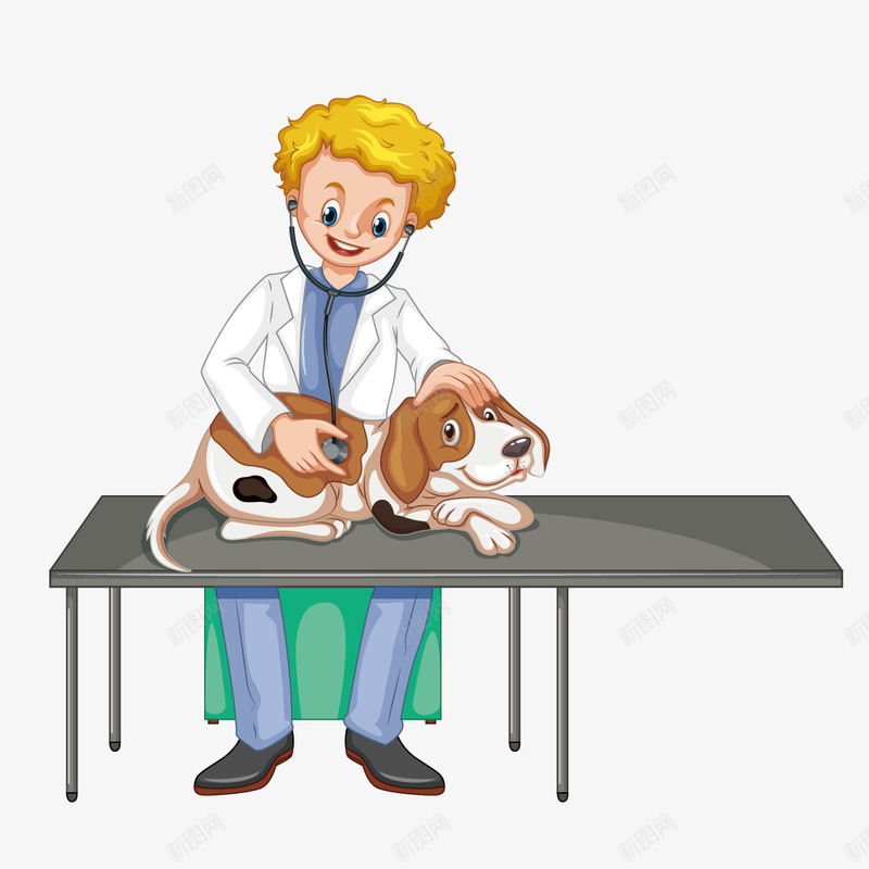身体检查png免抠素材_新图网 https://ixintu.com 医生 宠物 桌子 狗狗 趴在桌子上得宠物