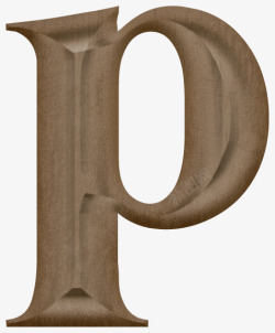 木质雕刻衬线体字母p素材