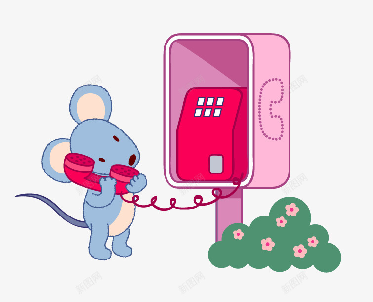 打电话的小老鼠png免抠素材_新图网 https://ixintu.com 卡通 打电话的小老鼠 电话亭 老鼠 老鼠生日