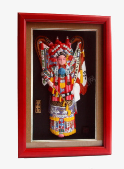 穿战袍红色相框里的穆桂英纪念品高清图片