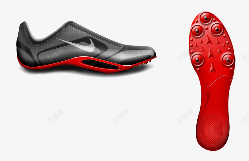 耐克红色跑鞋png免抠素材_新图网 https://ixintu.com 时尚 服装 简单 篮球 红色跑鞋 耐克 运动 鞋带