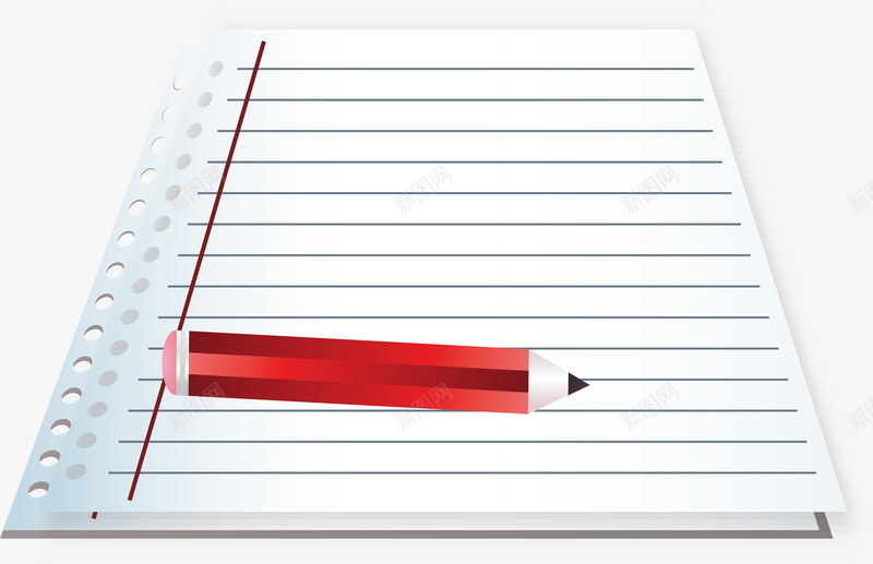 工作计划表png免抠素材_新图网 https://ixintu.com 做计划 横格纸张 横格纹 活页纸 矢量png 红色铅笔 记事本