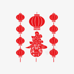 中国风春节灯笼剪纸素材