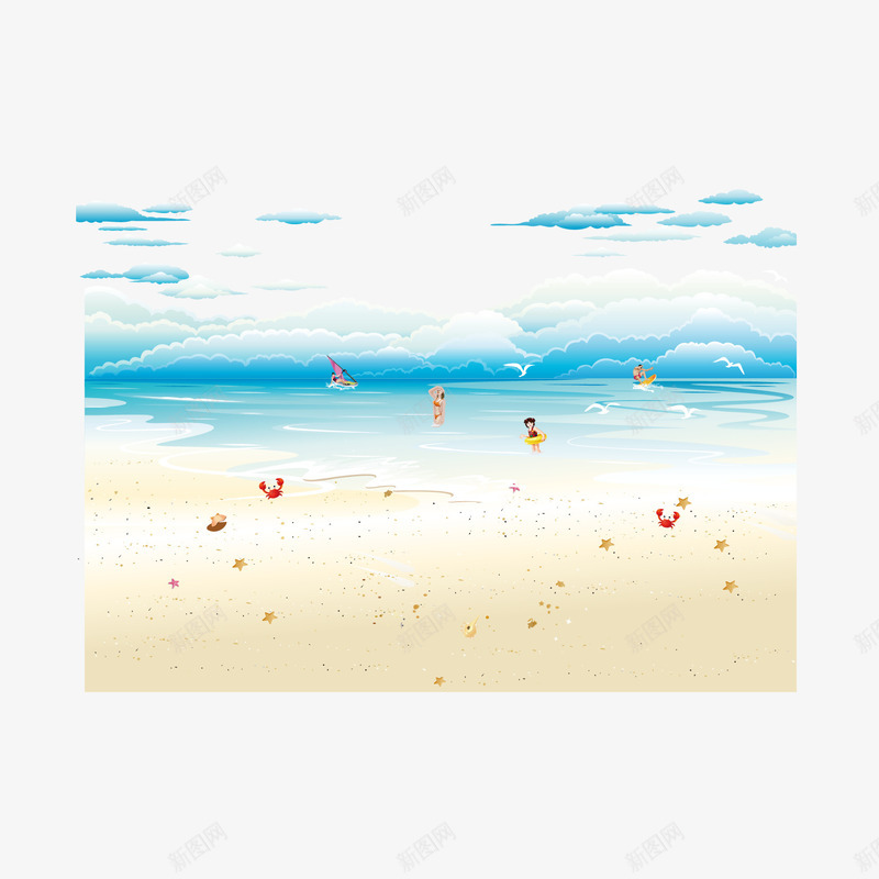 夏日清新海滩海png免抠素材_新图网 https://ixintu.com 夏日 海 海滩 清新