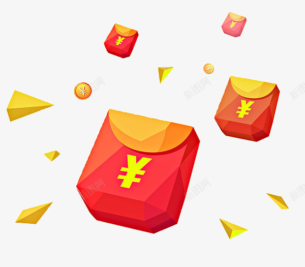 卡通漂浮的红包png免抠素材_新图网 https://ixintu.com 免抠红包 卡通 漂浮物 漂浮的红包 金币 飞翔的红包