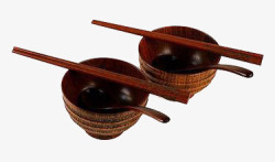 木质碗筷木质碗筷一对高清图片