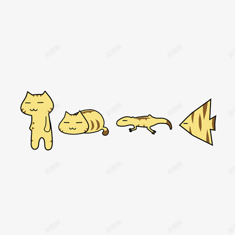 猫的进化png免抠素材_新图网 https://ixintu.com 卡通手绘 小懒猫 懒猫 猫简笔画 站着的猫 趴着的猫 黄色