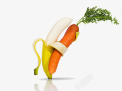 非主流香蕉拥抱胡萝卜素材
