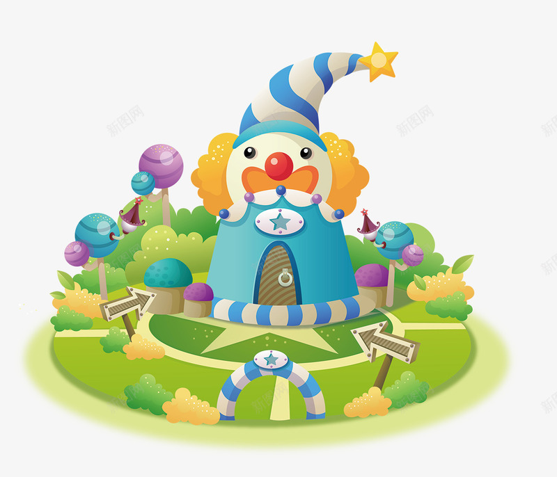 卡通游乐场png免抠素材_新图网 https://ixintu.com 小丑人 景色 游乐场