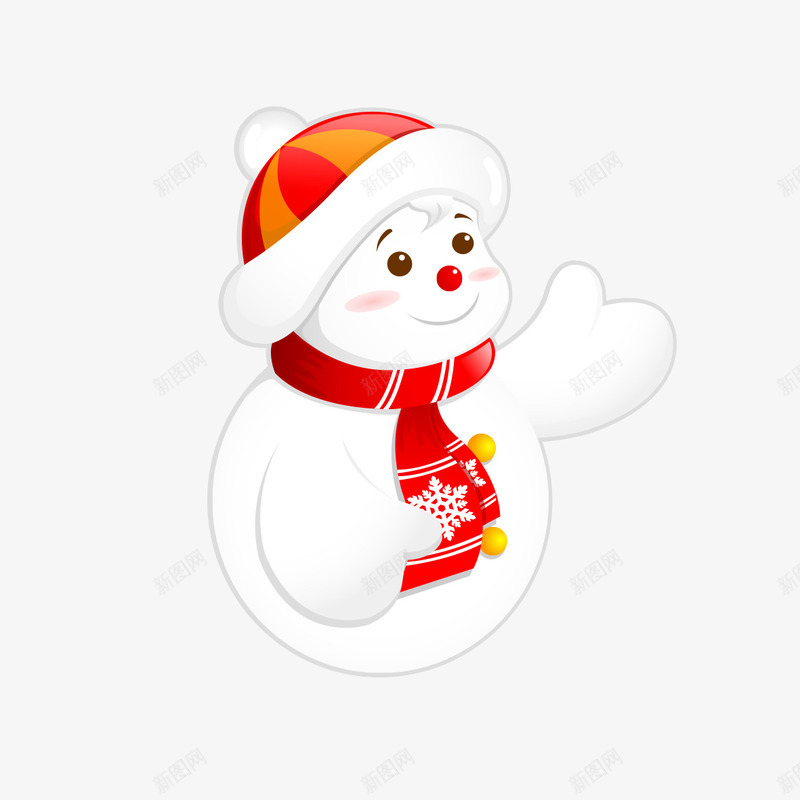 白色的堆雪人png免抠素材_新图网 https://ixintu.com 卡通 白色 红色 雪人