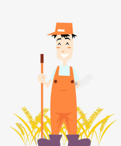 戴帽子的农民收麦子的大叔高清图片
