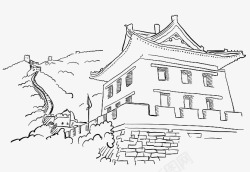 线条箭支线条中国长城标志高清图片
