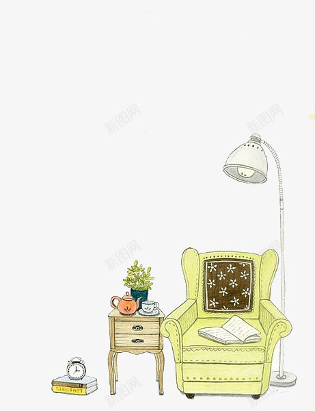 家居小椅子png免抠素材_新图网 https://ixintu.com 儿童插画 卡通 卡通人物 卡通动物 可爱 插画 故事插画 椅子 沙发