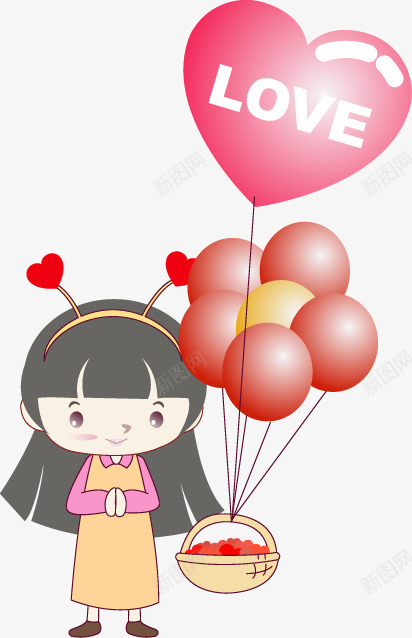韩国小女孩png免抠素材_新图网 https://ixintu.com LOVE 女孩 小学生 气球 爱心