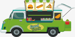 绿色餐车绿色汉堡热狗快餐车矢量图高清图片
