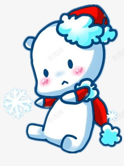 卡通的白色小熊png免抠素材_新图网 https://ixintu.com 冬季 动物 圣诞 红帽子 雪花