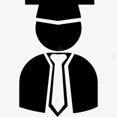 研究生毕业学生帽长袍和领带图标图标