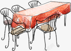 手绘桌椅家具素材