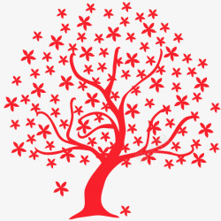 红色星星大树卡通背景素材