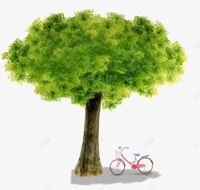 树下单车png免抠素材_新图网 https://ixintu.com 单车 大树 手绘