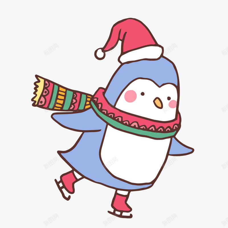 卡通蓝色企鹅png免抠素材_新图网 https://ixintu.com 南极企鹅 卡通动物 可爱企鹅 溜冰企鹅 背景装饰 蓝色企鹅